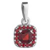 Silver pendant with czech garnet, rhodium plated - square