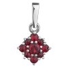 Silver pendant with czech garnet, rhodium plated - square