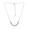Silver necklace with czech garnet, rhodium plated- flower