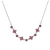 Silver necklace with czech garnet, rhodium plated- flower