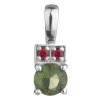 Silver pendant with czech garnet and moldavit, rhodium plated