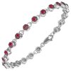 Silver bracelet with czech garnet, rhodium plated