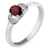 White gold ring with czech garnet and diamond - oval                                                