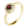 Gold ring with czech garnet and diamond - circle