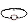 Silver woven bracelet  with czech garnet, rhodium plated - circle