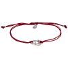 Silver woven bracelet  with czech garnet, rhodium plated - circle
