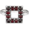 Silver ring with czech garnet, rhodium plated - square                                              
