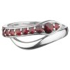 Silver ring with czech garnet, rhodium plated, animal - snake