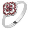 Silver ring with czech garnet, rhodium plated