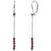 Silver earrings with czech garnet, rhodium plated