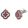 Silver earrings with czech garnet, rhodium plated