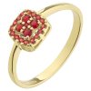 Gold ring with czech garnet - square