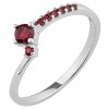 Silver ring with czech garnet, rhodium plated - line