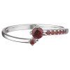 Silver ring with czech garnet, rhodium plated - line