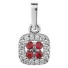 White gold pendant with czech garnet and diamond - square