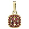 Gold pendant with czech garnet - square