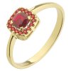 Gold ring with czech garnet - square
