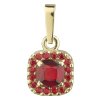 Gold pendant with czech garnet - square