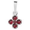 Silver pendant with czech garnet, rhodium plated - flower