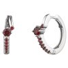 Silver earrings with czech garnet, rhodium plated - circle