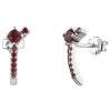 Silver earrings with czech garnet, rhodium plated - line