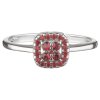 Silver ring with czech garnet, rhodium plated - square