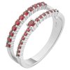 Silver ring with czech garnet, rhodium plated - line