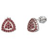 Silver earrings with czech garnet, rhodium plated - triangle