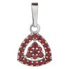 Silver pendant with czech garnet, rhodium plated - triangle
