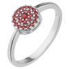 Silver ring with czech garnet, rhodium plated - circle