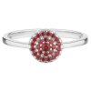 Silver ring with czech garnet, rhodium plated - circle