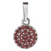 Silver pendant with czech garnet, rhodium plated - circle
