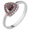 Silver ring with czech garnet, rhodium plated - triangle