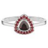 Silver ring with czech garnet, rhodium plated - triangle