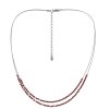 Silver necklace with czech garnet, rhodium plated