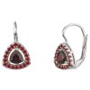 Silver earrings with czech garnet, rhodium plated - triangle