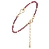 Silver bracelet with czech garnet, gold plated - heart