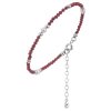 Silver bracelet with czech garnet and pearl, rhodium plated