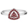 Silver ring with czech garnet, rhodium plated - triangle