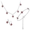 Set of silver jewellery 1471 with czech garnet, rhodium plated - flower
