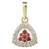 Gold pendant with czech garnet and diamond - triangle