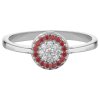 White gold ring with czech garnet and diamond - circle