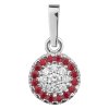 White gold pendant with czech garnet and diamond - circle