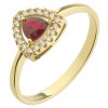 Gold ring with czech garnet and diamond - triangle