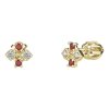 Gold earrings with czech garnet and diamond - square