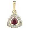Gold pendant with czech garnet and diamond - triangle