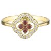 Gold ring with czech garnet and diamond