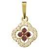 Gold pendant with czech garnet and diamond