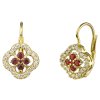 Gold earrings with czech garnet and diamond