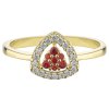 Gold ring with czech garnet and diamond - triangle